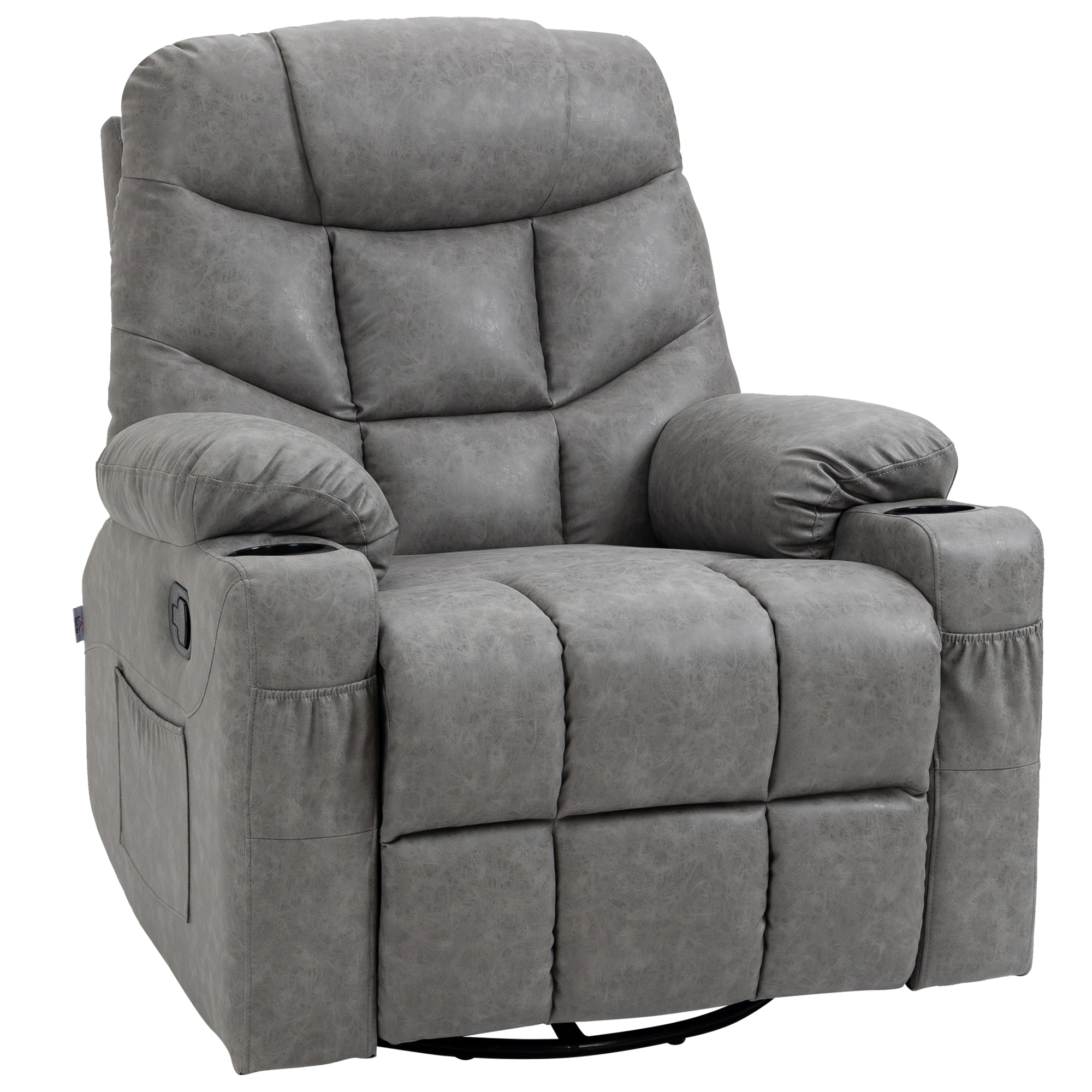 HOMCOM Thick Padded Faux Leather Recliner Armchair - Light Grey